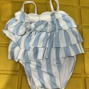 Girls Janie and Jack Size 3-6Months Striped Ruffled Bathing Suit